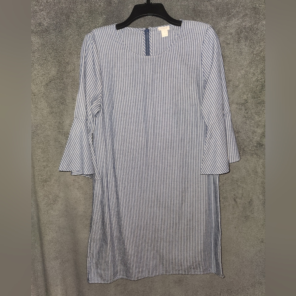 J. Crew Blue and White Striped Mini Dress Size 10 - Picture 3 of 9